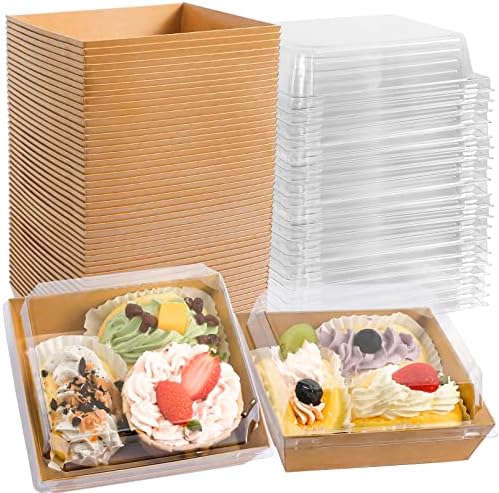 50 опаковки, Кутии за колбаси с Прозрачни Капаци, Квадратна Хартиена Кутия за колбаси, за Еднократна употреба за Хранителни Контейнери,