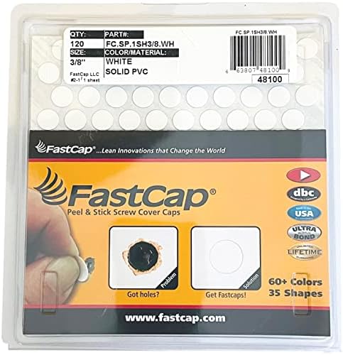 Капачки за лепило капаци FastCap PVC Бял 3/8 (1 Лист 120 капсули)