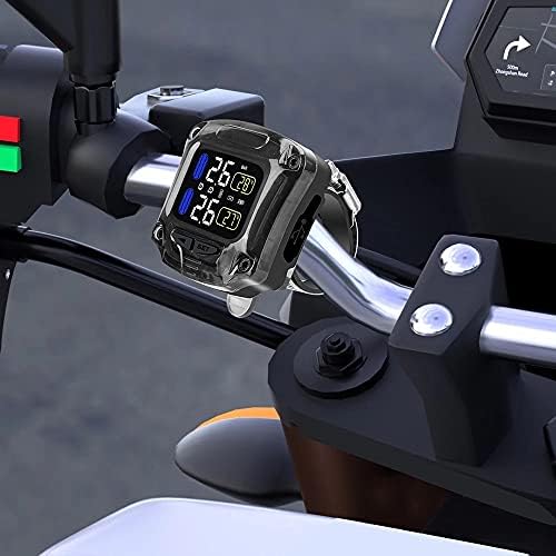 LIRUXUN Мотоциклет Система за контрол на налягането в гумите на мотоциклета ГУМИТЕ LCD дисплей Сензор за налягане в гумите на Мотоциклета (цвят: вграден)