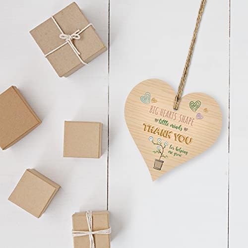 Дървени и Античен - Малко на Ума под формата На Голямо Сърце Благодаря, Че Ми Помагаш, да Расте - Дървена Подвесная Табелка във формата На Сърце-Знак за подарък
