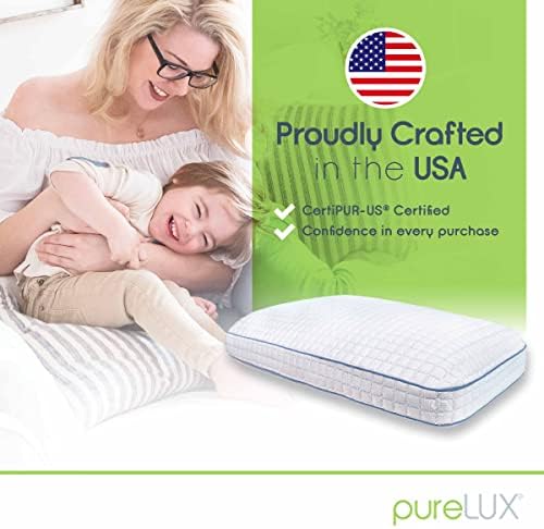 Формованная възглавница PURELUX Simply Cool | Гел Пяна с памет ефект | Пяна CertiPUR-US | Охлаждаща въздушна Възглавница за PureGel|Поддържаща