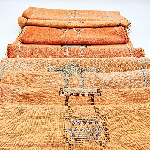 Марокански Калъфка от Кактусового Коприна, ръчно изработени Оранжев цвят, 20 x 19, Възглавница Sabra, Декоративна Калъфка за възглавница,