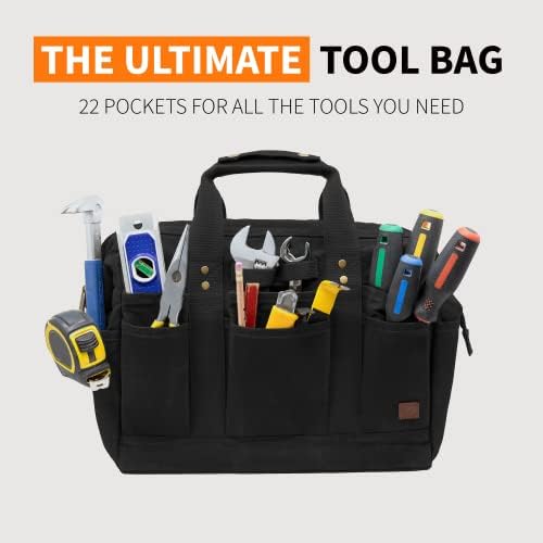 Холщовая чанта за инструменти PD, 14 инча, цвят каки, с 22 джобове, За тежки условия на работа | е Предназначена за Изпълнители, Маляров, на Дърводелците, на Строителите (