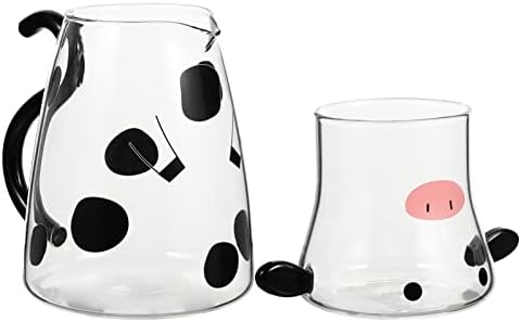 Стъклени Чаши DOITOOL, 1 Комплект, Нощни Комплект за Вода, Чаша, Стъклен Комплект, Бутилка във формата на Крава, Чаша за Напитки