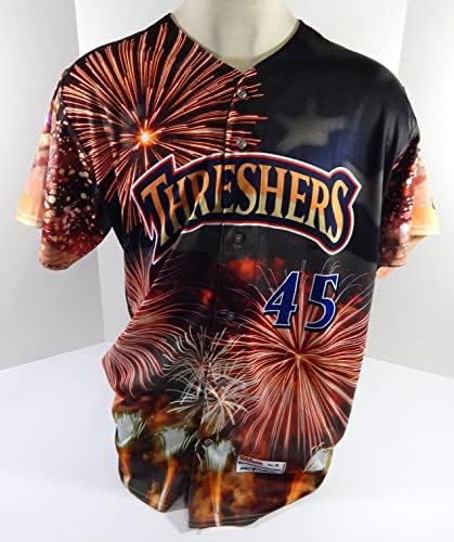 2022 Clearwater Threshers Виктор Лопес 45 Използвана в игра Черна риза на Четвърти юли 48 - Използваните В играта тениски MLB