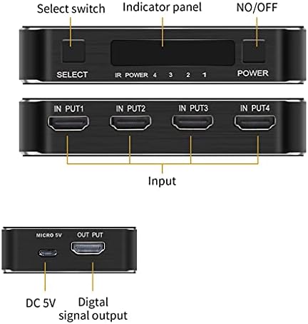 Преминете WDBBY HDMI 2.0 HDR 4K 60Hz HDMI Switcher 4 в 1 с выносным разветвителем HDMI Switch (цвят: както е показано, размер: