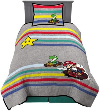 Franco Super Mario Kart Детски Комплект от 2 теми с пълен /кралския одеяло и фалшив комплект, (Официален) Продукт на Nintendo