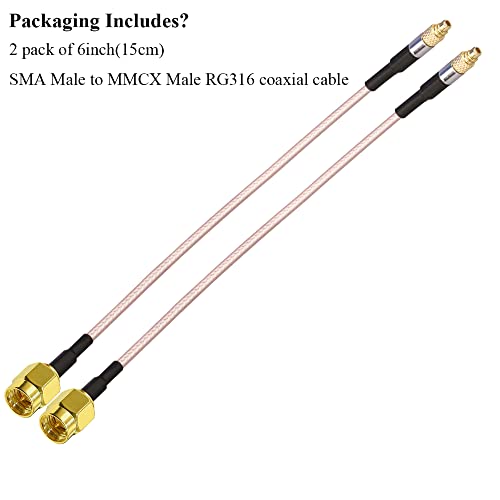 TUOLNK 2 Опаковки 6 инча SMA Plug до MMCX Съединители Коаксиален Кабел SMA Мъжки към MMCX Съединители Удължител за Антена Кабел за WiFi/Ham Радио/GPS/ 3G, 4G LTE Антена SMA до MMCX Кабел-адапте