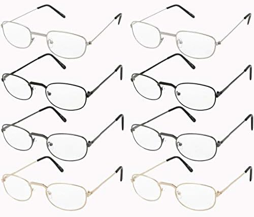 Suncrush 8 Чифта Очила за четене в кръгла Метална рамка, Качествена Мода, Мъжки И Дамски Унисекс Очила в класически Стил, Рамки [2.50]