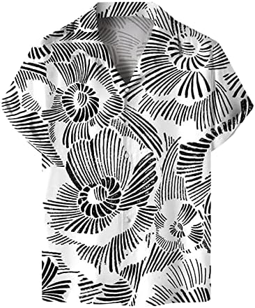 Мъжки Ризи за Лятото Унисекс Летни Плажни Ежедневни Ризи с Къс Ръкав и Копчета, Ризи с Принтом Дланта Сянка