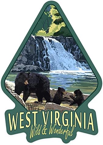 Вырезанная стикер Западна Вирджиния, Дива и Прекрасна, Водопад и Мечки, Contour Vinyl стикер 1-3 инча (Водоустойчива стикер за коли,