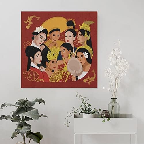 Плакат с Изображение, в ретро стил, Азиатски Честване на традиционни Прекрасни Жени, Домашна Живопис, Арт Декор на стените, Платно,