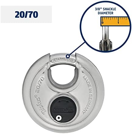 Окачени заключване ABUS 20/70 използва disqus от неръждаема стомана с дужкой 3/8 , с един и същ ключ, Произведено в Германия