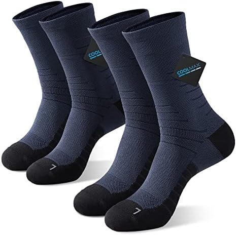 AKASO 2 Двойки от Свръхлеки Чорапи за джогинг, Памучни спортни чорапи Crew Coolmax Sport Quarter за Разходки и бягане за мъже и Жени (Тъмно