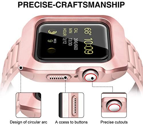 Калъф Dexnor за Apple Watch 40 мм Series 6/SE/5/4, [Вграден регулируема каишка] Здрава защита военен клас, мек силиконов Твърд калъф с каишка