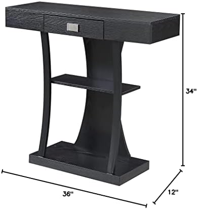 Концепция за обзавеждане Newport Конзола маса Harri с 1 чекмедже и рафтове, черен