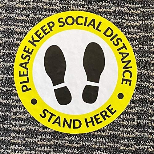 Етикети на пода със социалната дистанция за килими / 6 Фута Външен знак с информация за обществени места / устойчива на плъзгане