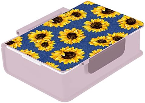Кутия за обяд ALAZA Sunflower Жълто Цвете с цветен модел на Синия цвят, Не съдържа Бисфенол А, Херметични Контейнери за Обяд с вилица и лъжица, 1 бр.