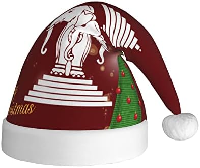 Лаосский Трехглавый Слон Забавно Плюшен Шапка на Дядо Коледа За Възрастни, Коледна Шапка За Жени и Мъже, Празнична Коледна Шапка