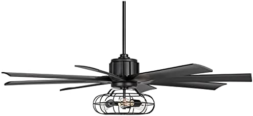 Possini Euro Design 60 Defender Модерен Индустриален Вентилатор на Тавана за помещения с Led Подсветка и Дистанционно Управление,