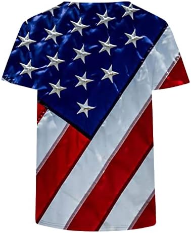 Западните Ризи за Жени, Върхове с Принтом Американския Флаг, Тениска с V-образно деколте и Къс Ръкав, Блузи Ден на Независимостта на