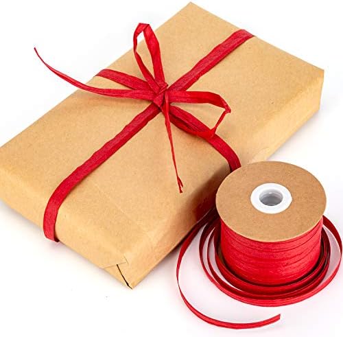AIEX 3 Ролка 984 крака на лентата от лико за опаковане на подаръци, на Хартиен шнур с ширина 0,25 инча за занаяти собствените си ръце, 3 Цвят на лентата от лико за опаковане