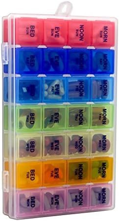Кутия-органайзер за таблетки с защелкивающимися капаци | 7 дни сутрин / вечер | Подвижни отделения за хапчета, витамини. (819)