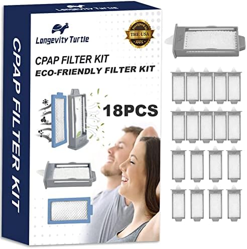 Полени филтър Longevity Turtle CPAP, 18 Многократно поленовите CPAP-филтър, Съвместим с апарат Respironics Dream 2, Консумативи за подмяна на CPAP-филтри