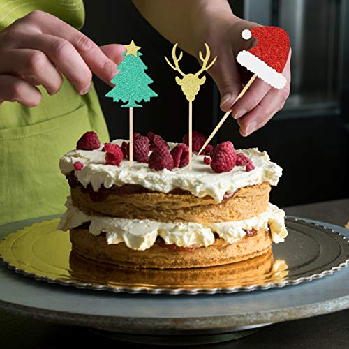 ABOOFAN Плодови Торти Коледни Пръчици Шапки Елен Коледни Лъскава Хартия Пръчици за Торта Декор на Тортата Topper за Десерт Вечерни