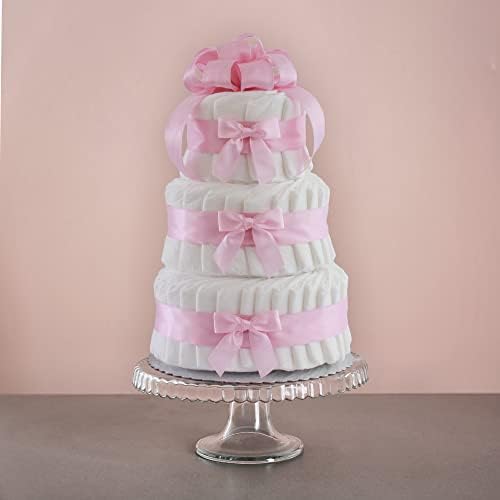 Класически Пастелно торта за детската душа с подгузниками (3 нива, розов)