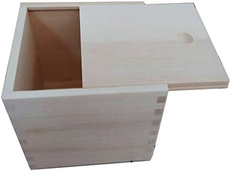 Дървена Недовършена кутия за съхранение на StarMall с плъзгащ се капак -на Квадратен (Голям (5 x 5х 4,5))