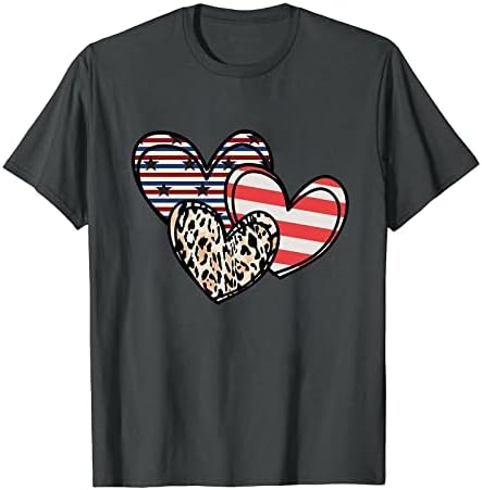 Дамски Ризи, тениски с кръгло деколте и принтом под формата на три Сърца, Мъжки Пуловер с Къси Ръкави в Деня на Св. Валентин, Блузи, Тениски