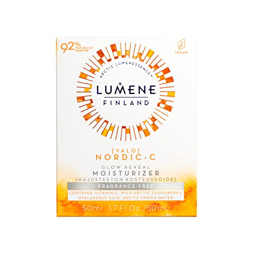 Lumene Nordic-C Glow Reveal Хидратиращ крем за лице, Богат на антиоксиданти крем за лице с витамин С - Хидратиращ крем с хиалуронова
