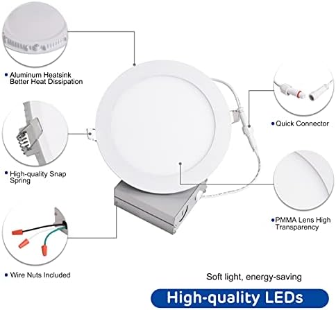 KENESCALR 6-Инчов Led-Вградени светлини, Модифициран-Вградени лампа с разпределителната кутия, Тънък Ултра-лампа с регулируема