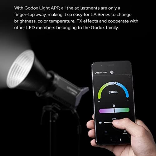 Godox LA150D Дневен видео, CRI 96 + TLCI 97 +, ефекти FX, Поддръжка на приложения Godox Light за ютуберов, стримеров, видеомейкеров,