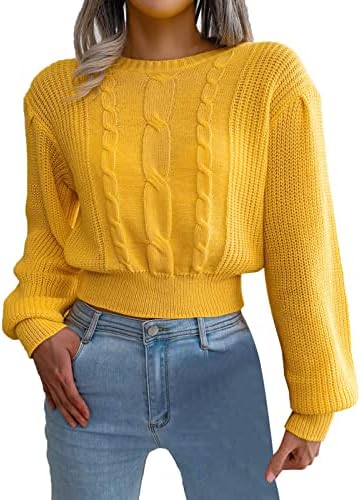 Дамски пуловери MUDUH за есенно-зимните подаръци, Модерен Кратък пуловер с кръгло деколте и затворена Талия, Обикновен Пуловер Райе от Печено тесто