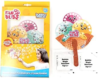 Пломбир Magic Bubble Фен Bubs за сладолед, Разтвор за мехурчета с Ръчно вентилатор за деца от 3-годишна възраст, Многоцветен,