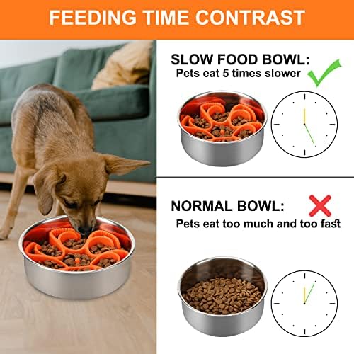 Купички за кучета Anipaw Dog Slow Устройство Силиконови спирала купички за храна за кучета С вложка за забавяне на приема на храна за кучета от големи Средни малки породи,