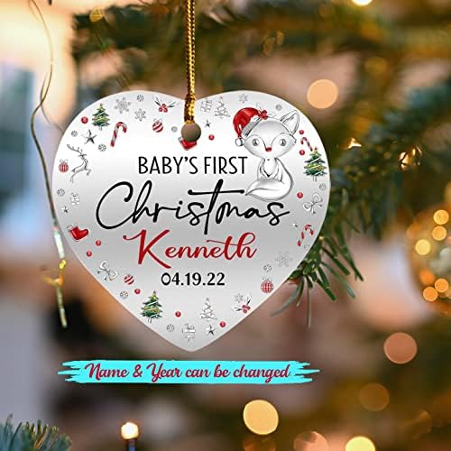 Сладък Georgi В Първата Коледа 2023, Персонализиран Подарък с Първия Коледен Орнамент за Новородено на Мама и татко, Първата Ми Коледа