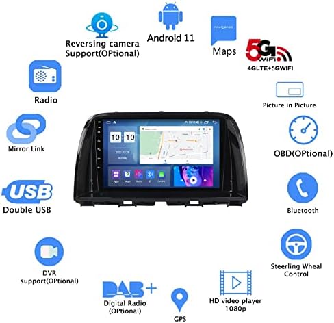 Android 11 Кола Стерео GPS Навигационен Главното устройство за Mazda CX-5 2012-2015, Докосване на екрана 9 инча IPS, Камера