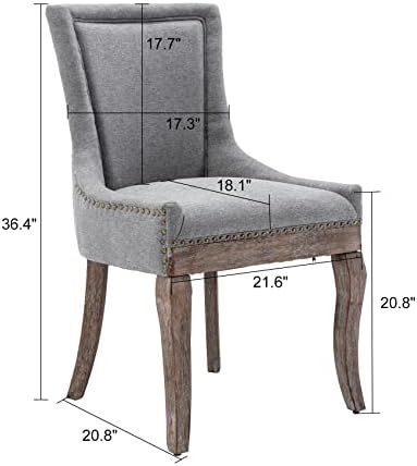 Aoowow Комплект от 2 Страничните столове с винтажной тъканната тапицерия, Реколта Кухненски Столове за Трапезария от масивна дървесина с крака от масивна дървесина с