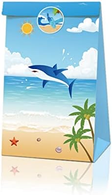 COSFAN 12 Опаковки Чанти за парти с Акули, Подаръчни Пакети за Партита на тема море и Океан, Прекрасни Чанти за партита с Акули,