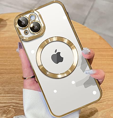 Магнитен Матиран прозрачен калъф JUESHITUO за iPhone 14 Plus с пълна защита на капачката на фотоапарата [№ 1 със силни магнити N52] [Защита