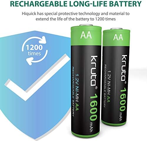 Kruta 20-Pack Акумулаторна батерии тип АА, предварително заредени, 1600 mah NiMH Акумулаторни Батерии тип АА Solor, Двойна батерия