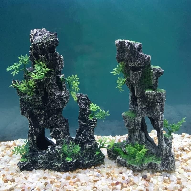 SYXYSM аквариум за риби, ландшафтен дизайн, скала, Домашен бонсай, занаяти, имитация на камък, планински украса (Цвят: стил 1)