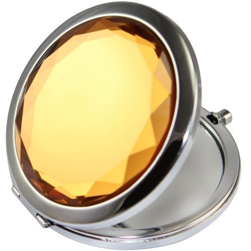 KOLIGHT®два пъти (едно нормално, друго увеличително) Джобно складное карманное компактно метално огледало за грим Дамско огледало (светло кафяв)