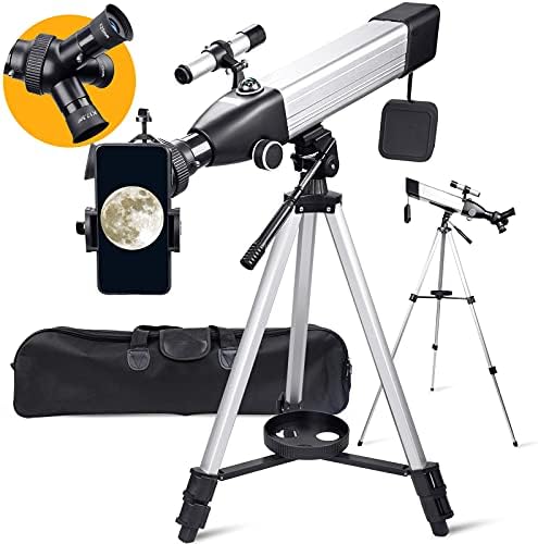 Телескоп за Деца, Начинаещи Астрономия и възрастни, Увеличение 20X-167X, Апертура 60 мм, Ръчен Телескоп с Астрономически Рефрактором