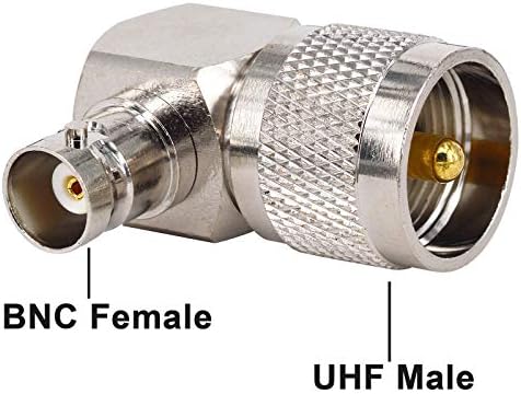 Boobrie PL259 UHF Мъжки към BNC Женски Правоъгълен Радиочестотни Коаксиален Адаптер UHF към BNC 90 Градуса Жак Адаптер Радио Адаптер Конвертор за Антени, Устройства за безжична