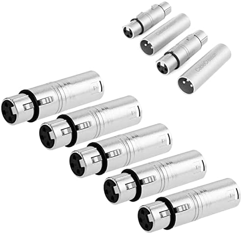 Комплект за създаване на кабела – 2 броя [5 опаковки] XLR Адаптер с 3-контактна розетка на XLR с 3-контактна розетка Сребрист цвят + [2 чифта] XLR Адаптер от мъжете на мъжа и XL
