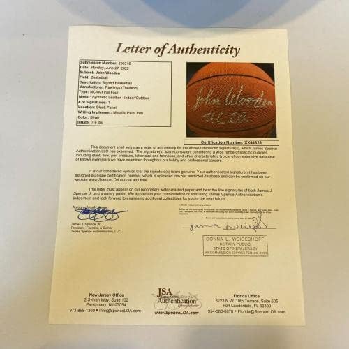 Джон Вуден от Калифорнийския университет в Лос Анджелис подписа на Уилсън Официален баскетбольным клуб NCAA с JSA COA - Баскетболни топки колеж с автограф